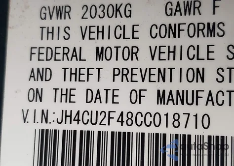 2012 Acura Tsx 2.4 из США, поврежденный, VIN JH4CU2F48CC018710